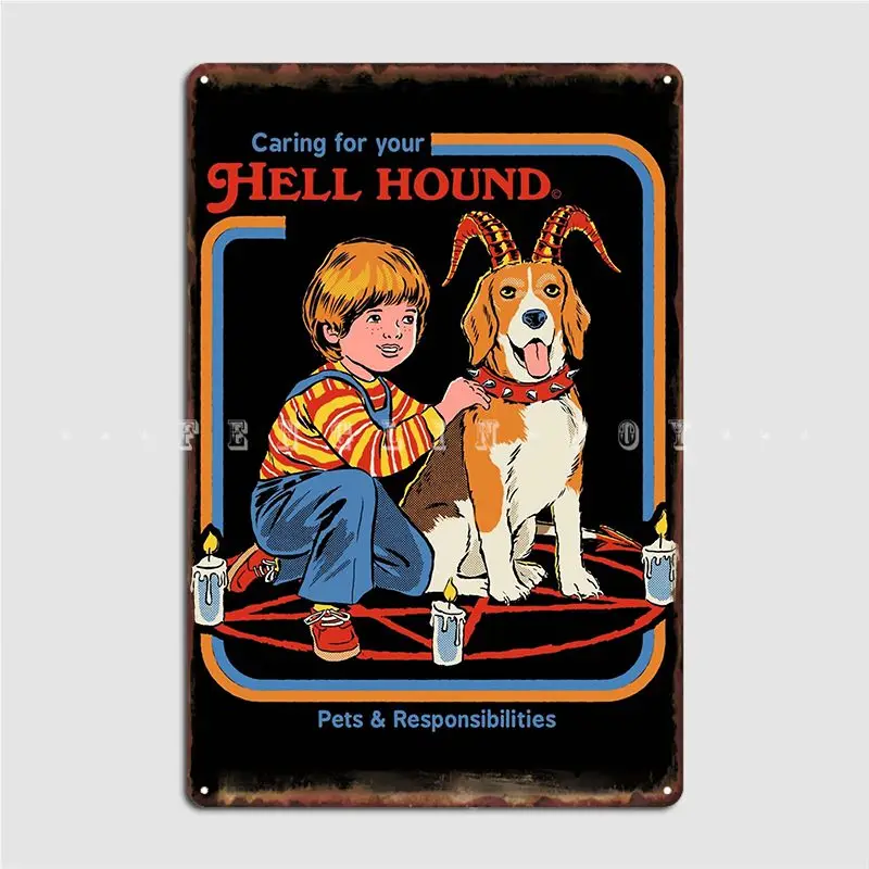 

Caring For Your Hell Hound Metal Plaque Poster Pub Garage Plaques Wall Pub Vintage Tin Sign Poster