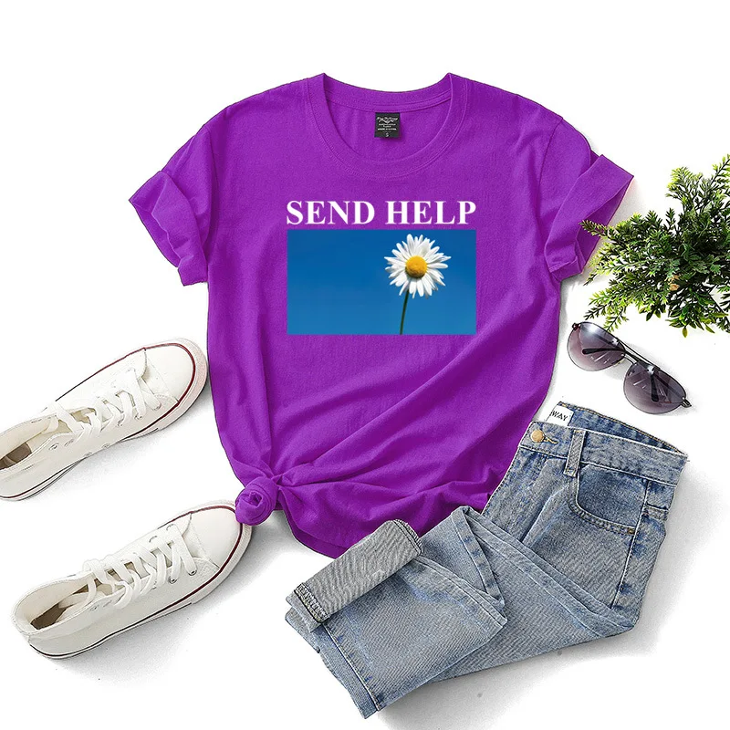 

Fashion Flower Cotton Summer Women T-Shirt Casual Loose O-Neck Short Sleeve Harajuku Ladies Tees Top Plus Size W685