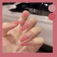 pink gradient fake nail piece wear nail long nail patch female nail finished nail can be picked and worn repeatedly