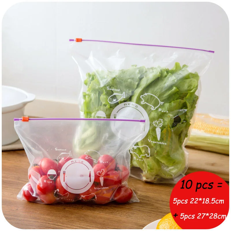 

20 pcs / set reusable Zipper fresh-keeping bag cool Saran storage bag for food with freeze heating zip closure Poly bags