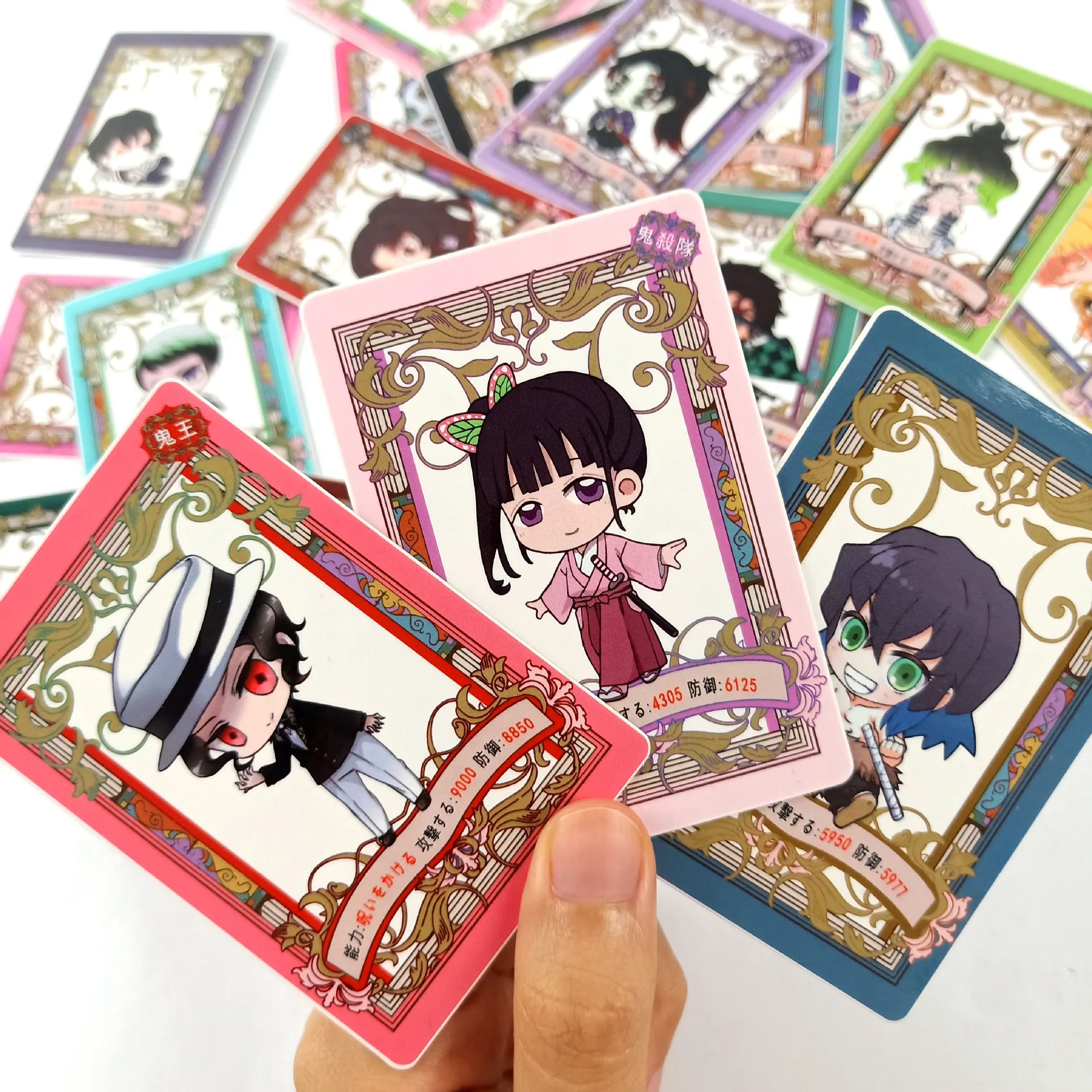 

Anime Demon Slayer Keychain Figure Acrylic Card Game Kamado Nezuko Cosplay Rengoku Kyoujurou Student Desk a Random Paper Card