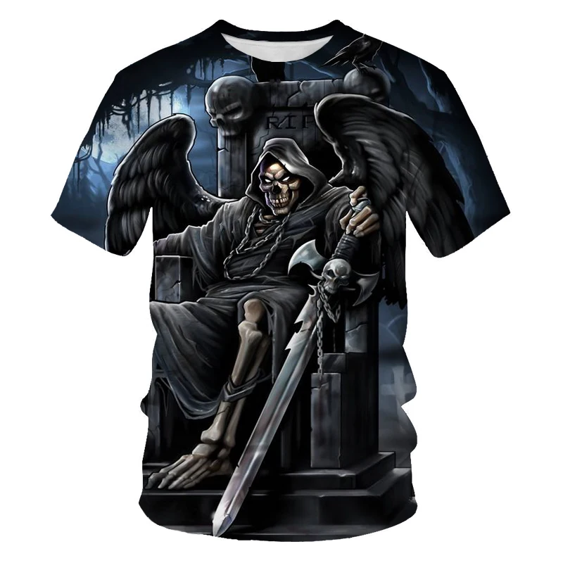 

3D Print pattern 4T-14T Summer Kids tshirt grim Reaper Boys Girl fashion T-shirt Casual good-looking Streetwear O-neck
