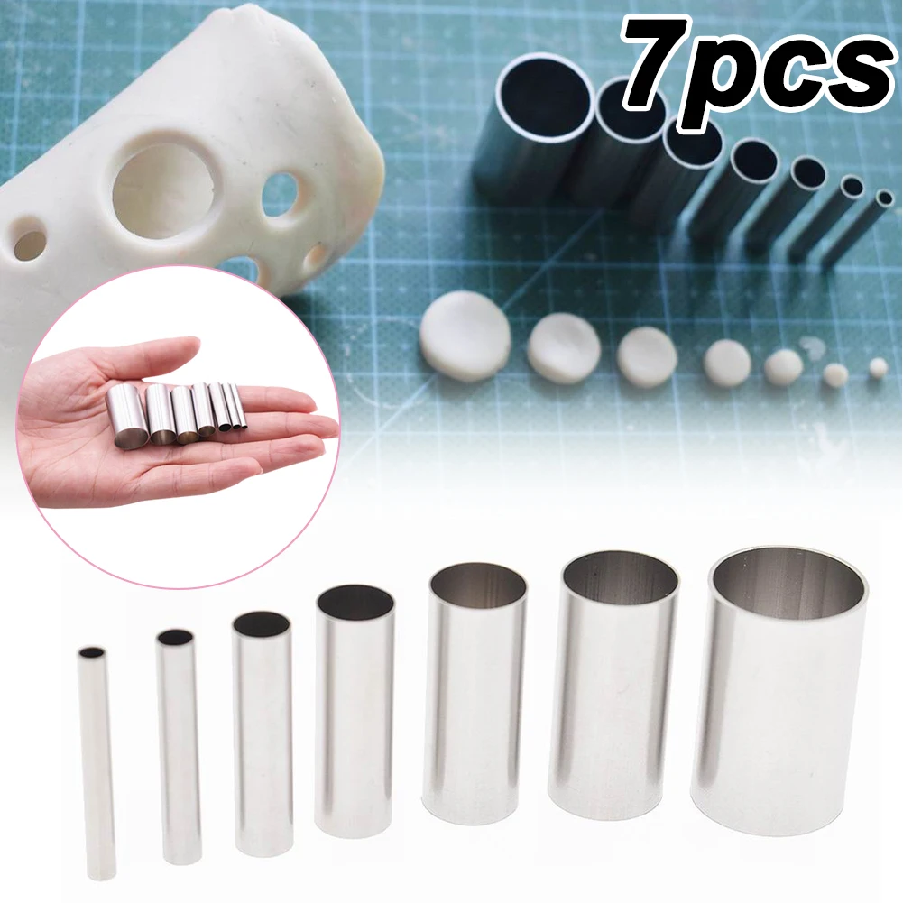 

7-Piece Stainless Steel Easy to Handle Round Shape Clay Cutter Indentation Circle Shape Cutters Mold Ceramics Dotting Tools