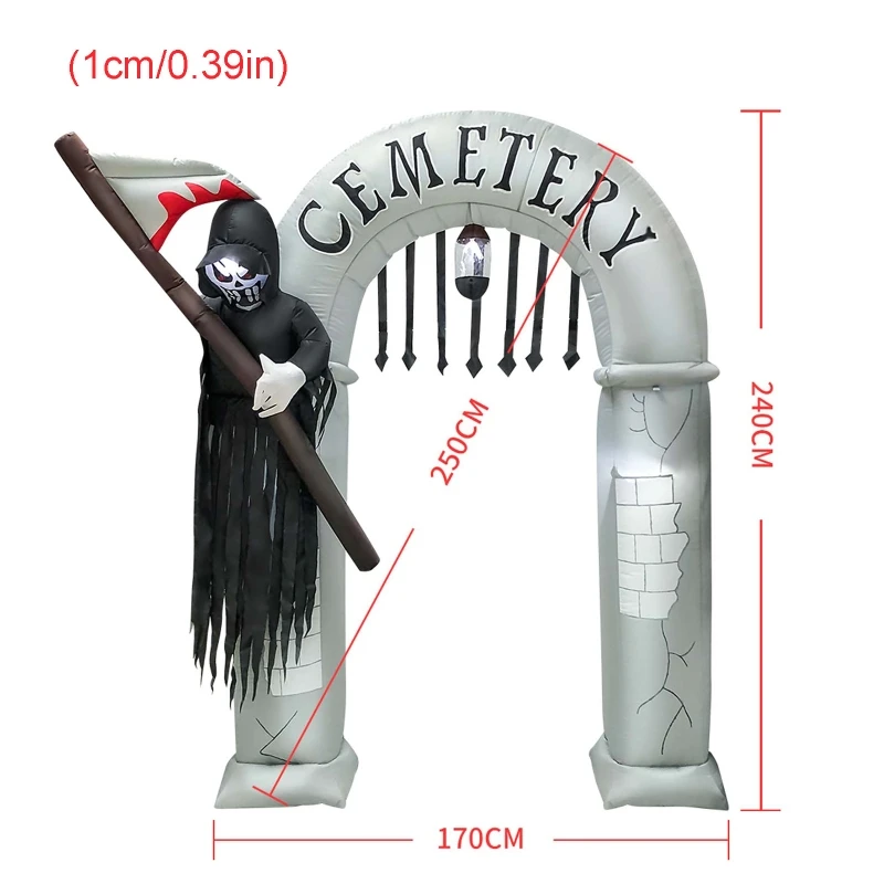 

Halloween Blow up Outdoor Yard Horror Props Christmas Inflatable LED Light Sickle Arch Decoration