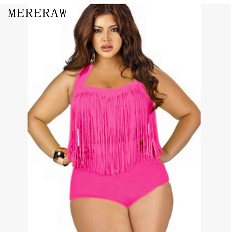 Новые импортные товары Высокая талия плюс жира бикини с кисточками Для женщин