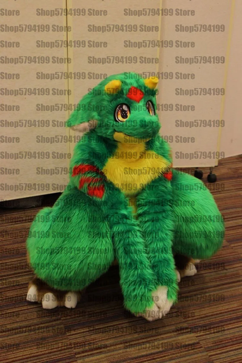 Индивидуальный костюм # M24 с зеленой лисой хаски пушистый талисман косплей