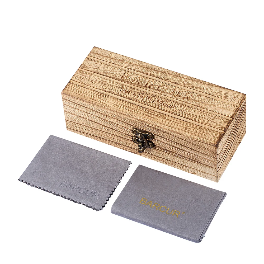 

BARCUR New Skateboard Wood Sunglasses Men Polarized UV400 Protection Sun glasses Women with Wood Box Free