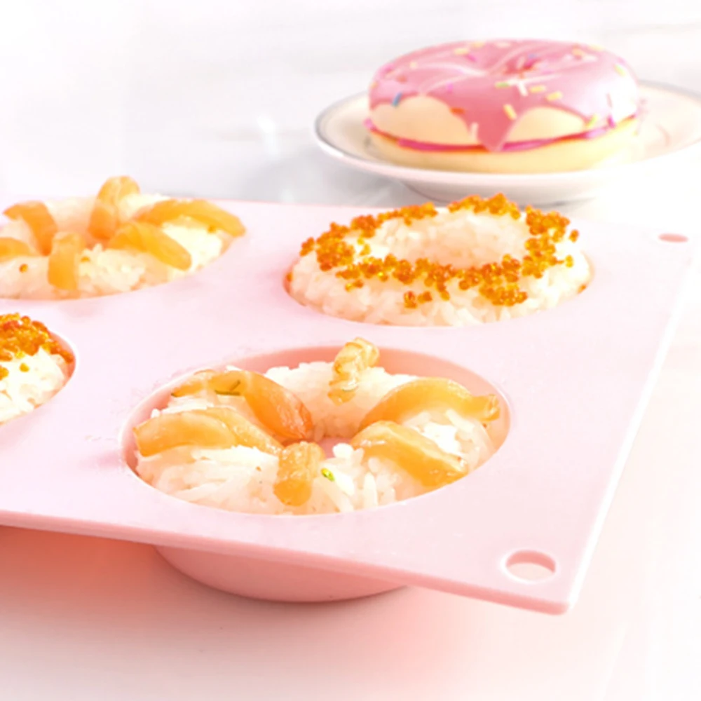 

Kitchen Tool 3D 6-Cavity Non-Stick Food Grade Silicone DIY Chocolate Biscuit Cake Donut Mold Baking Pan