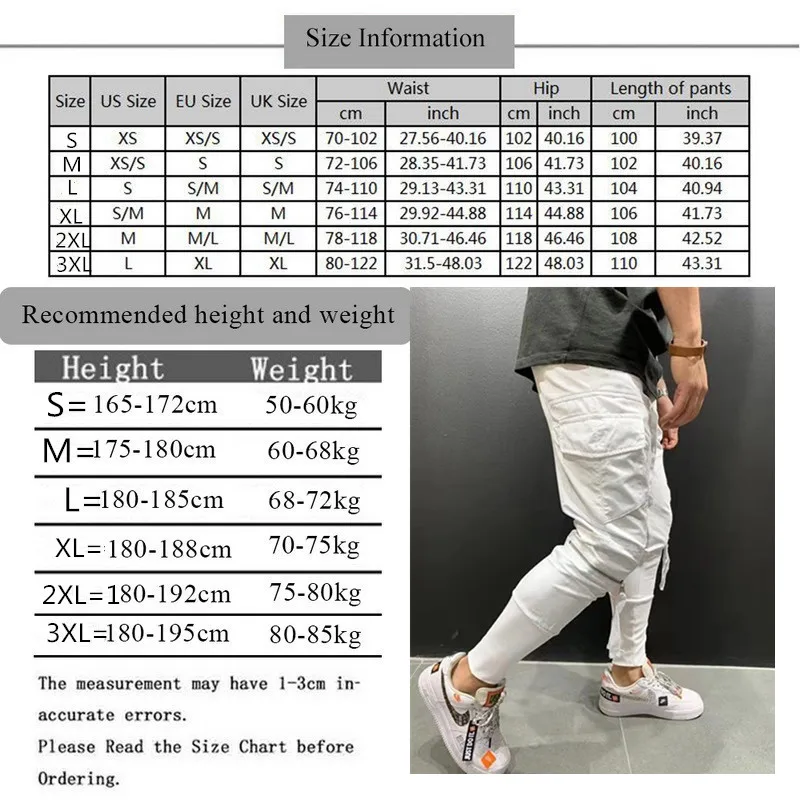 

The new fashion Men multi-pocket Pants Black Harem Styles Pants Ribbons casual Slim Jogger Pants Men Hip Hop zipper Pants