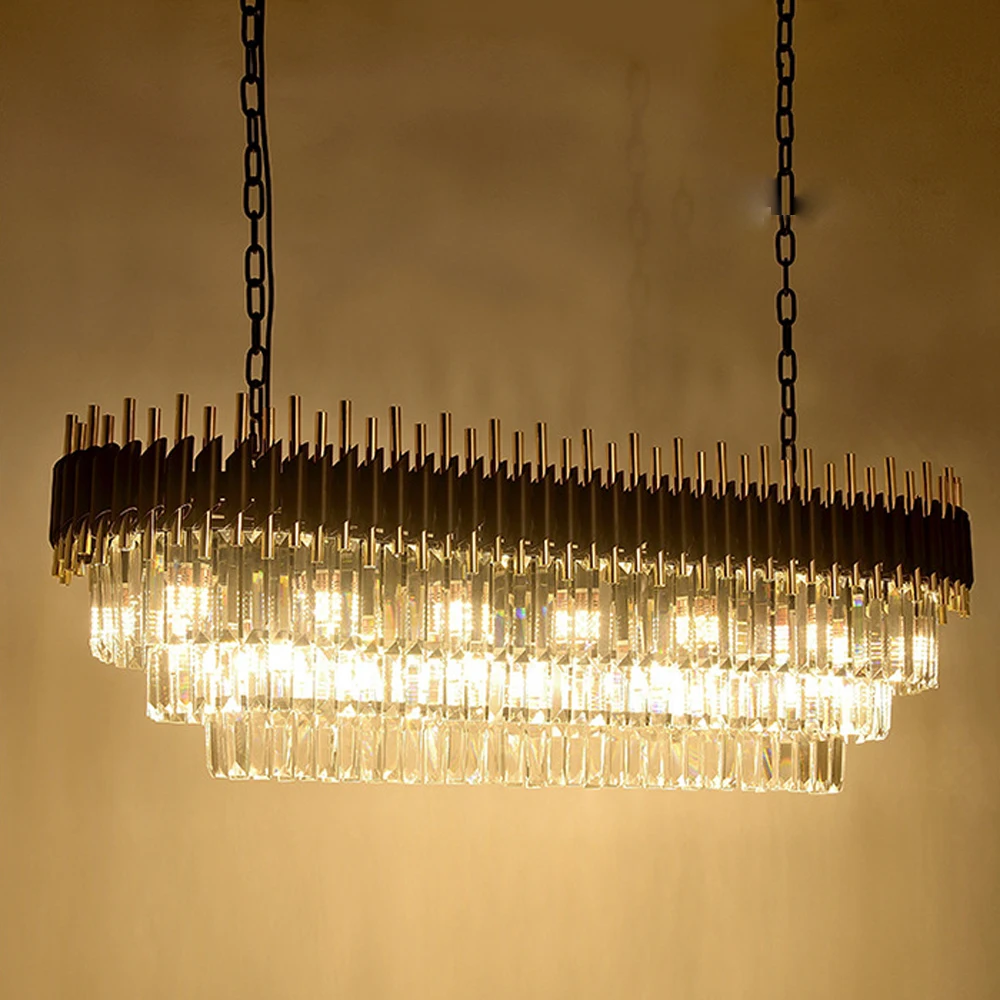 Черная хрустальная люстра овальная роскошный дизайн внутреннее освещение
