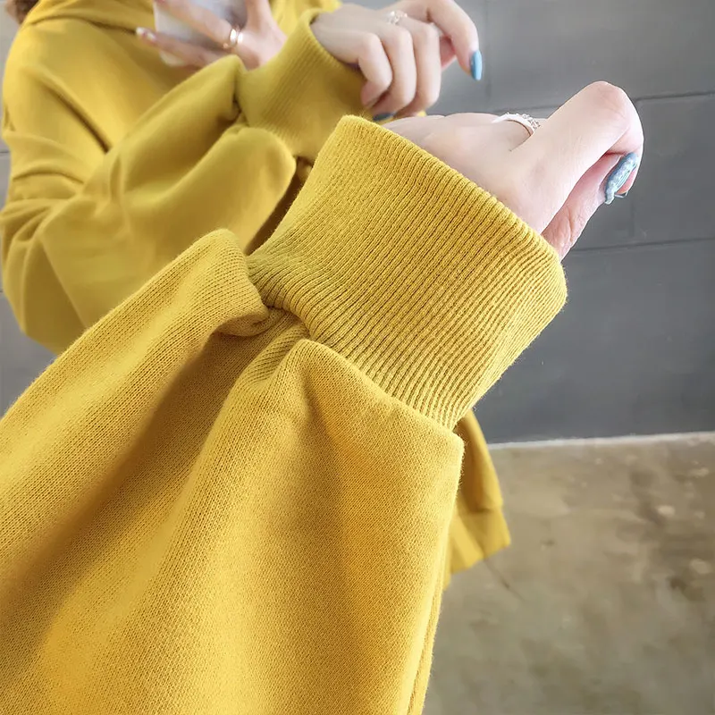 

Spring Women Korean Plus Size Hoodies Simple Wild Kawaii Chic Print Sweatshirt Female Long Sleeve Pullovers Student Loose Tops