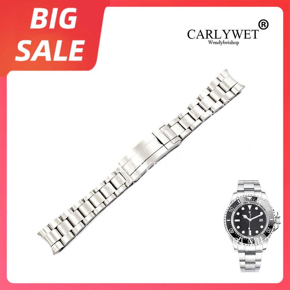 

CARLYWET 20 21mm Brushed Watch Band 316L Steel Screw Link Replacement Wrist Bracelet Flip Lock Clasp For Rolex Oyster Deepsea