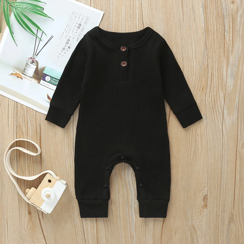

2021 Baby Boy / Girl Cotton Knitted Style Solid Cardigan Long-sleeve Jumpsuit