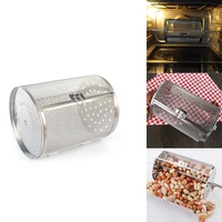 BBQ Stainless Steel Rotisserie Grill Roaster Drum Oven Basket Bakeware Oven Roast Baking Rotary Nuts Beans Peanut Basket Grill