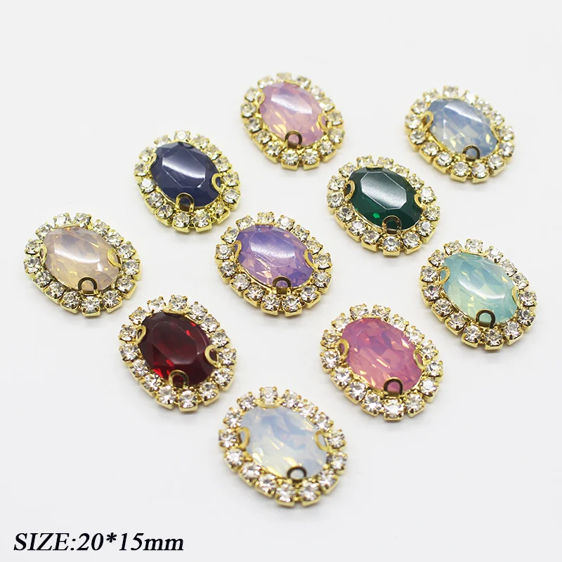 

YWXINXI 10Pcs fashion 20 x 15MM metal flat-bottom rhinestone jewelry accessories, DIY hand-sewn hair accessories bow crafts