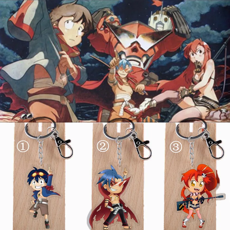 

3 Styles Gurren Lagann Acrylic Key Chains Tengen Toppa Gurren Lagann Keychains Kamina Yoko Littner Anime Simon Cartoon