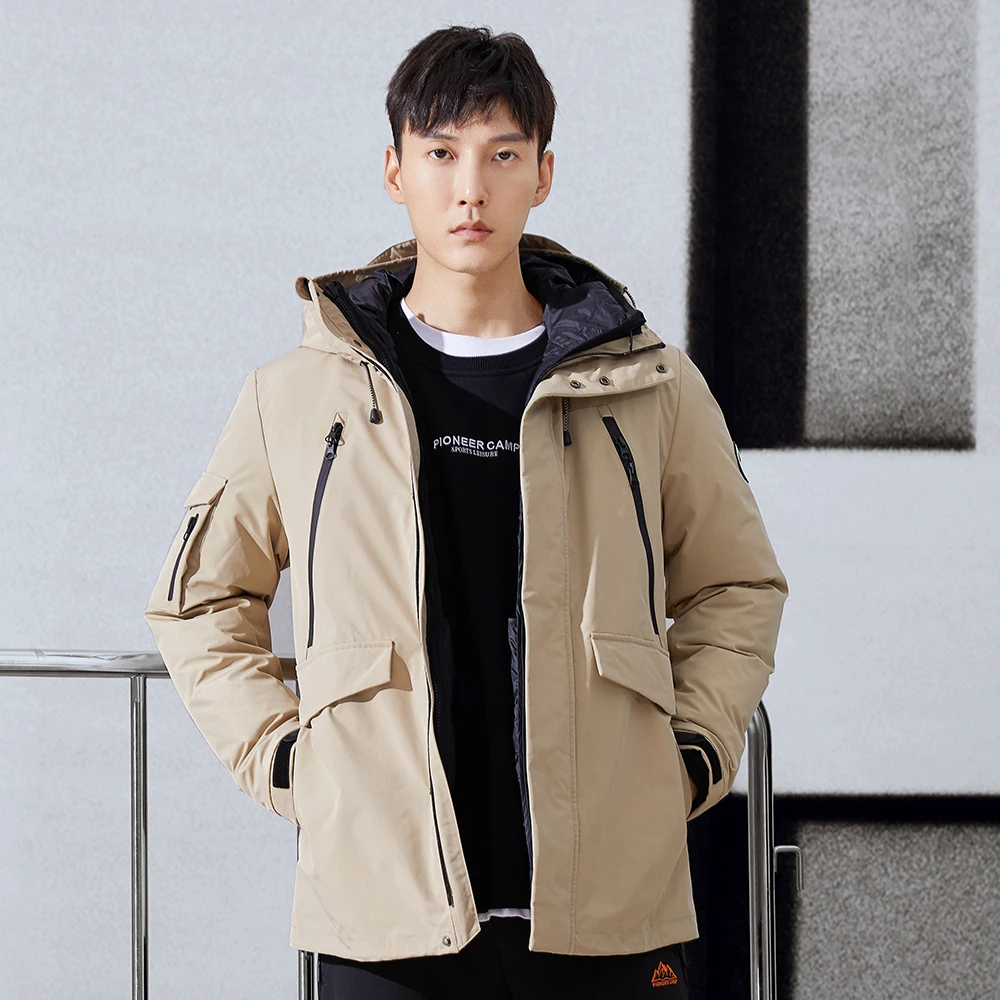 Pioneer Camp 2021 Winter Long Down Jackets Men Thick Warm Removable 3 Ways to Wear Coats for Men's Clothing AYR01031001