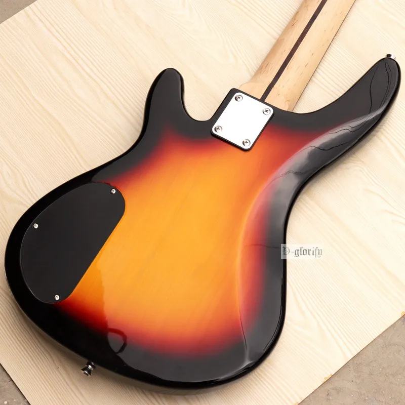 Хорошее качество 4 струнная электрическая бас гитара sunburst Цвет Полный липа тела Канада клен шеи пена чехол