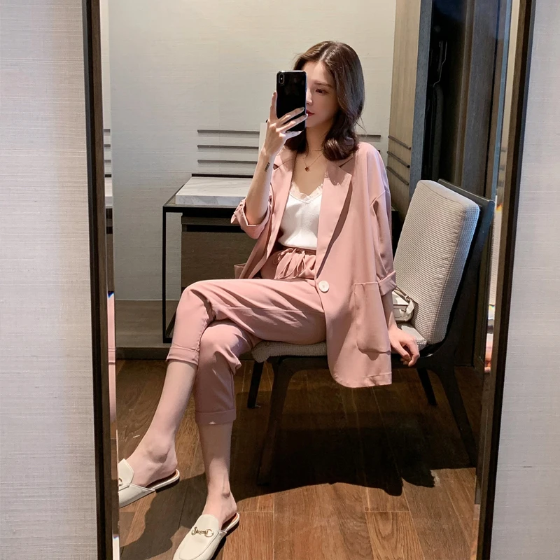 Женский офисный комплект из двух предметов повседневный костюм большого размера