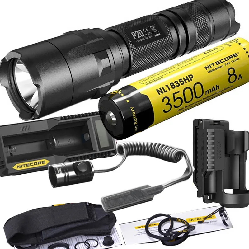 NITECORE P20 фонарик CREE XM-L2(U2) светодиодный Макс. 800 лм луч двойной переключатель задний светодиодный фонарь для спорта на открытом воздухе+ NITECORE NTH30B RSW2