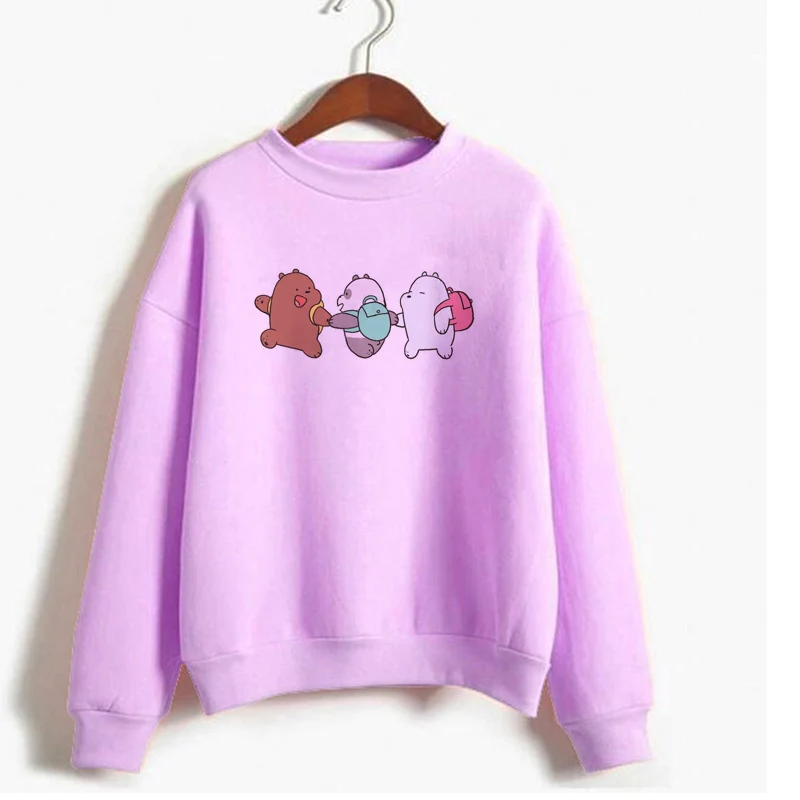 Harajuku Kawaii We Bare толстовка с медведем Женская Повседневная Милая Толстовка Padan Женский пуловер для девочек белый розовый негабаритный свитер с капюшоном одежда - Цвет: 9