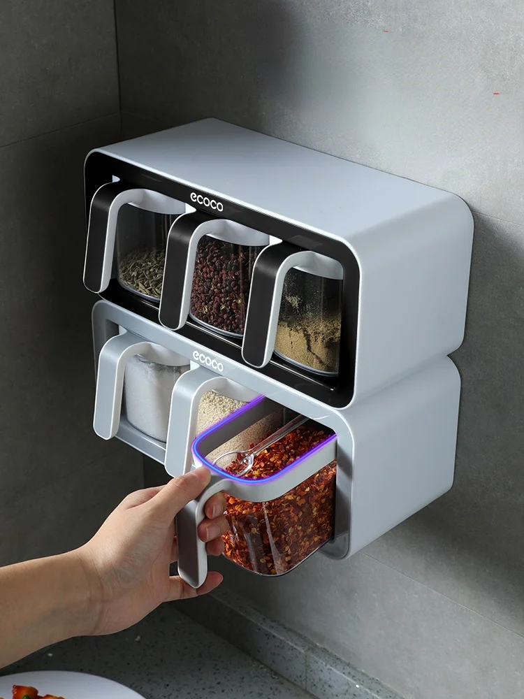 

zq Seasoning Box Kitchen Supplies Integrated Multi-Grid Storage Home Seasoning Can Combination Set