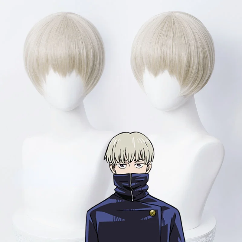 

Anime Jujutsu Kaisen Cosplay Inumaki Toge High Temperature Matte Silk 28cm Soft Wig + Hair Net
