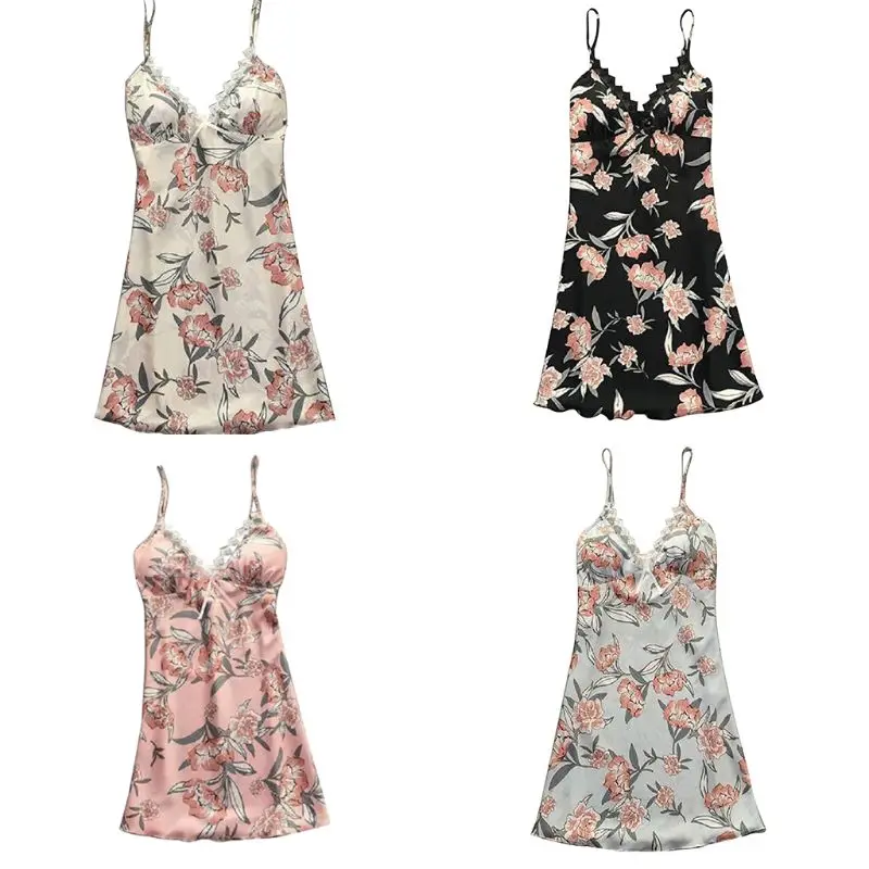 

24BC Women 1Pc/Set Pajamas Set Eyelash Lace Trim Vintage Floral Padded Camisole Wide Leg Shorts Babydoll Sleepwear