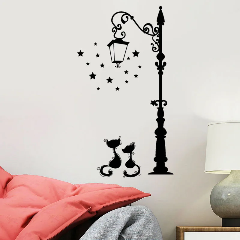 

Creative DIY Popular Ancient Lamp Cats Wall Sticker Cartoon Wall Mural Home Decor Room Kids Decals Wallpaper