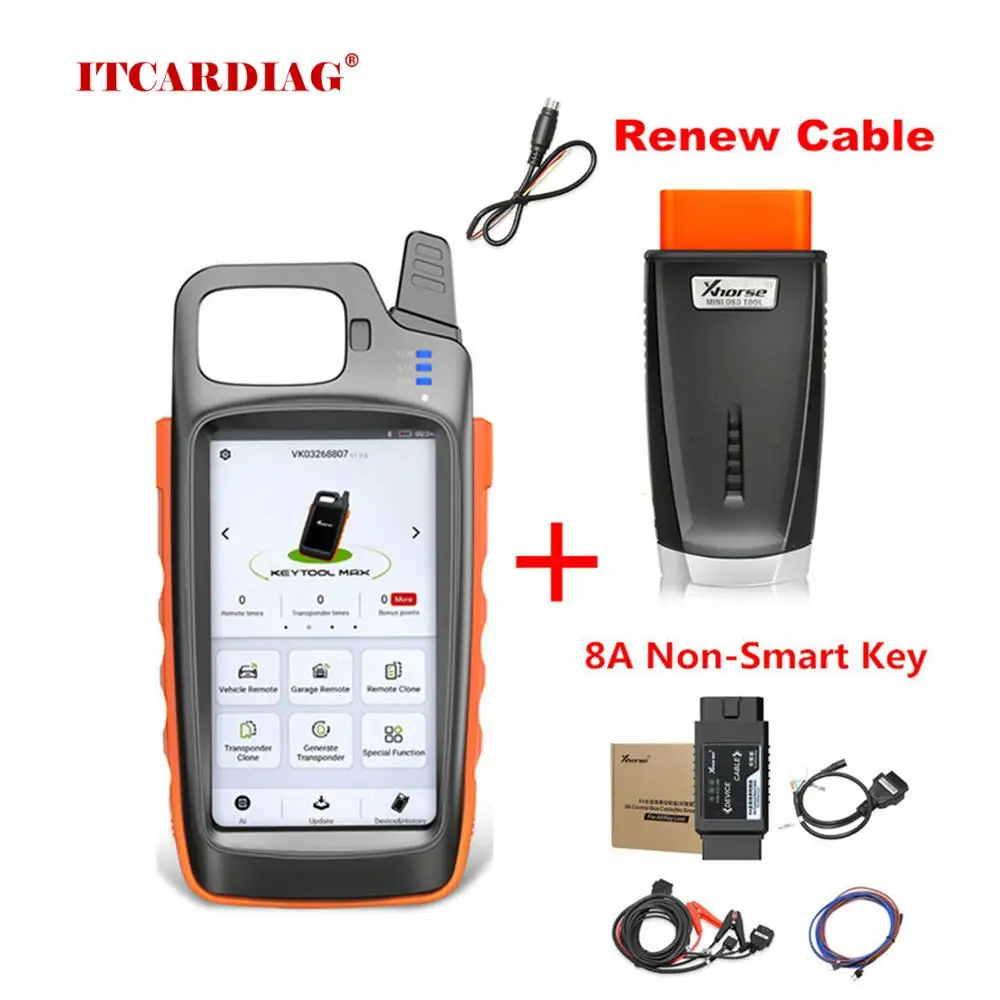 

Xhorse VVDI Key Tool Max Remote and Chip Generator + Xhorse VVDI MINI OBD Tool + 8A Non-smart Key For Toyota + Renew Cable