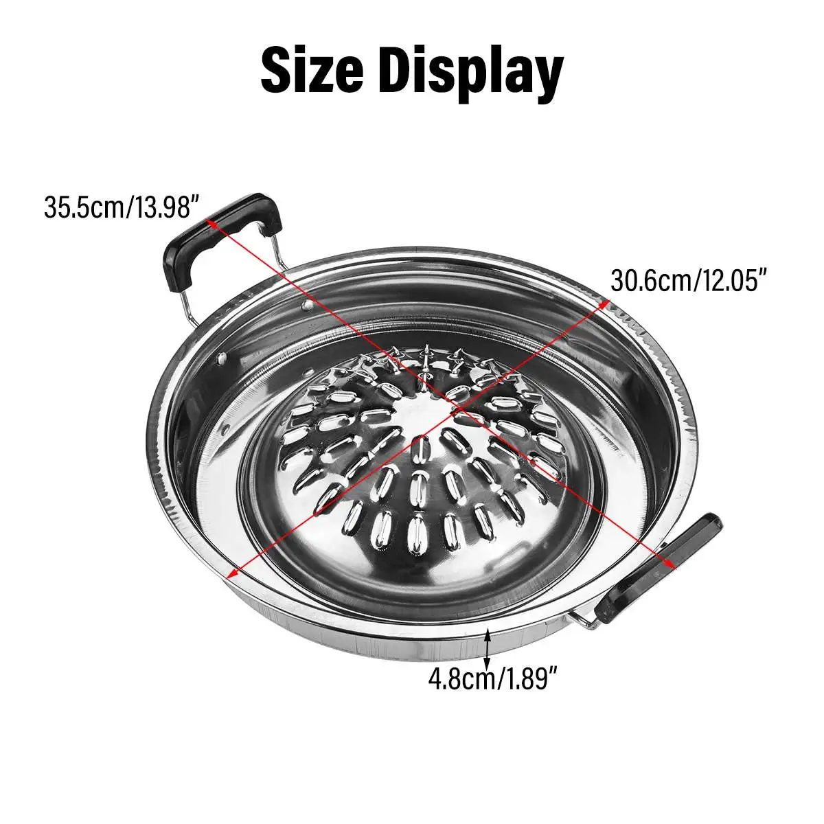 

14 Inch Thai Style BBQ Grill Pan Aluminum Barbecue Stovetop Plate Barbecue Pan Basket Steamer Cookware Kitchen Cooking Tools