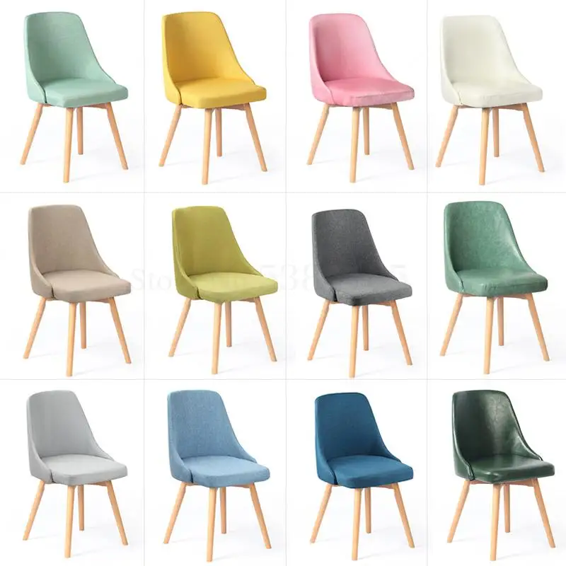 Стул со спинкой в скандинавском стиле из массива дерева красный для спальни