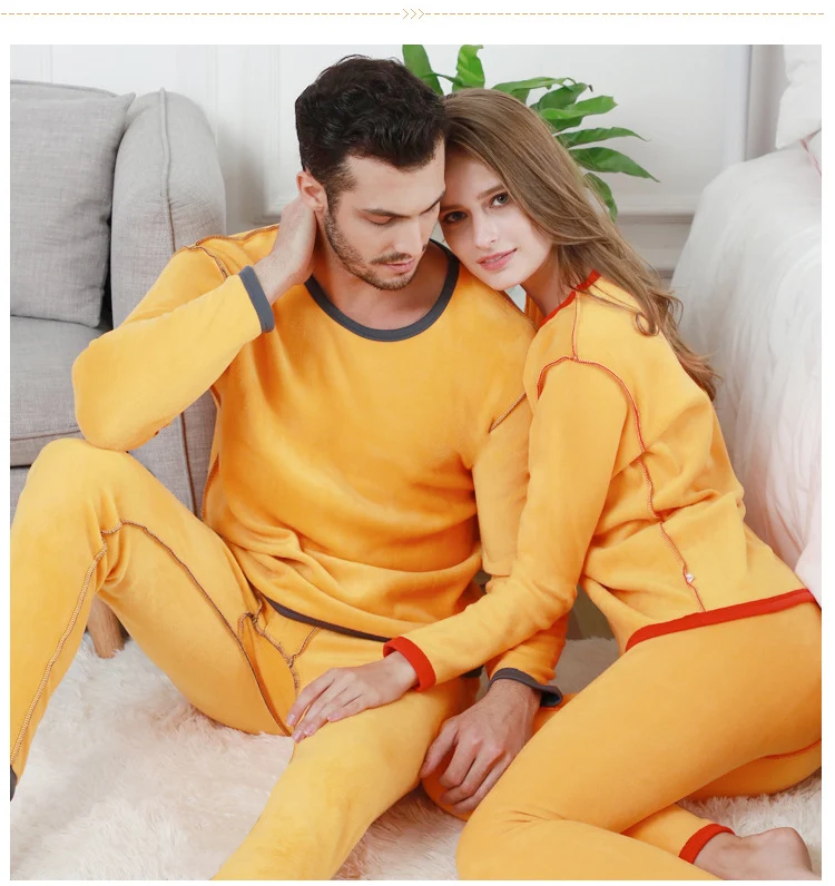 Warm Thick Plus Velvet Thermal Underwear Men Women Long Johns Fleece Male Female Autumn Winter Shirt+pants 2 Piece Pajamas Sets