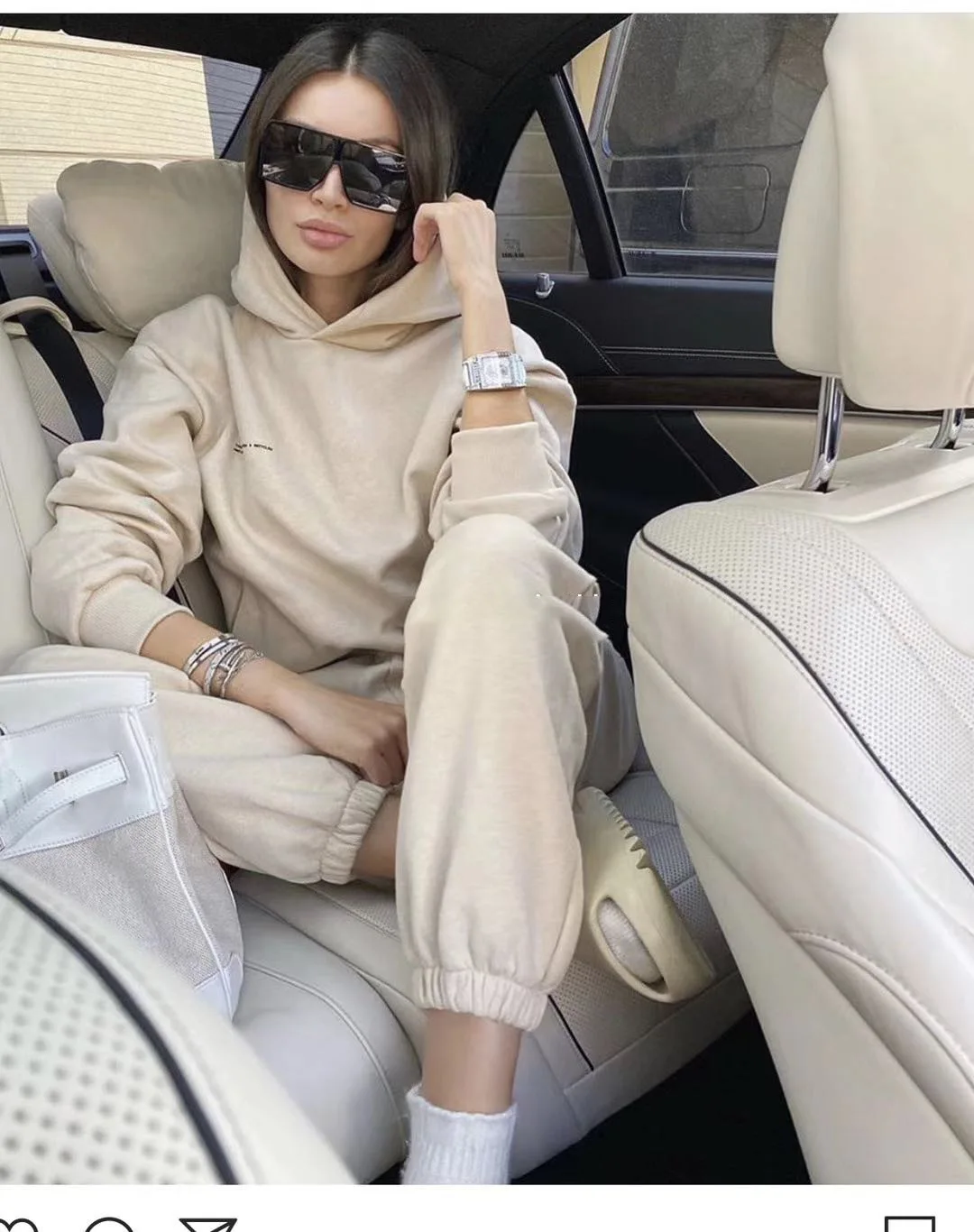 

2021 Winter New Women's Clothing Plus Velvet Warm 2 Two-piece Sports Set Hooded Sweater Trousers Suit Casual Pants Set