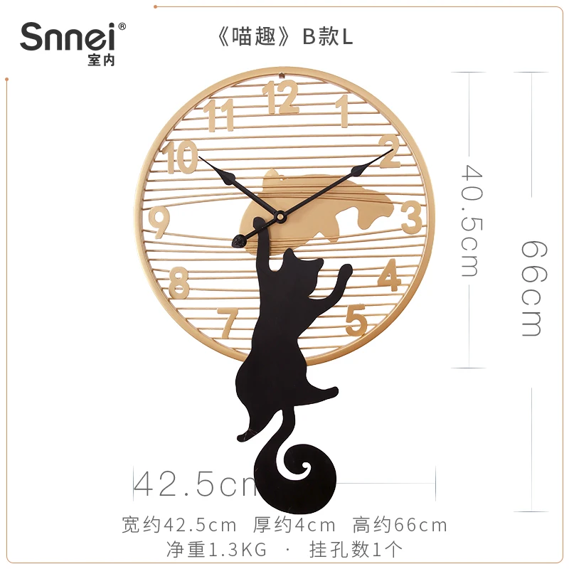 

Office Metal Art Cat Metal Wall Clock For Kids Rooms Silent Acrylic Wall Clock Home Decor Modern Horloge Murale Room Decor BK50B