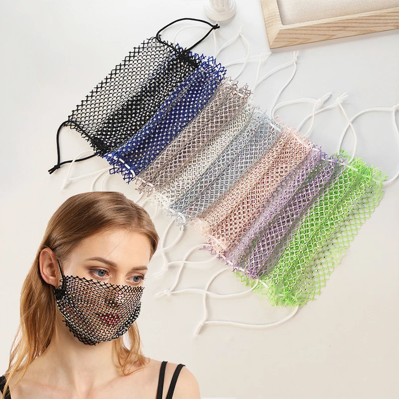 

1PC Crystal Mask Mesh cloth Colorful Breathable Fashion Reusable Protector Equipment Outdoor Supplies
