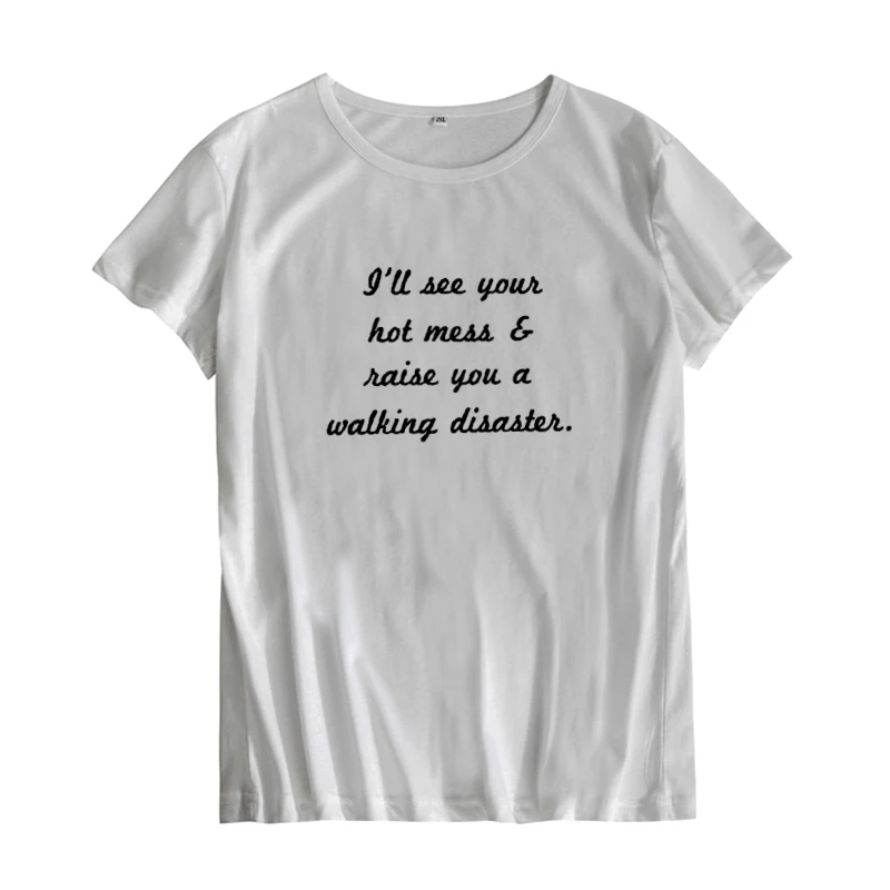 Горячая беспорядок Смешные покерные женские футболки летние новые хипстерские