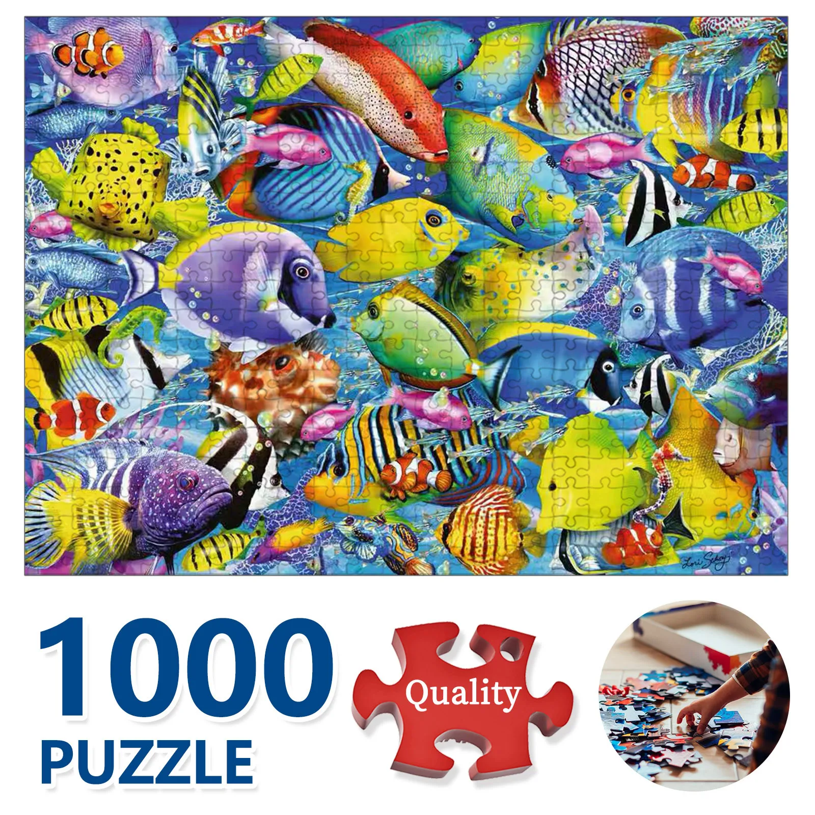 

Dropship School of Fish Puzzle 1000 Pieces Adult Large Stylish fish Puzzles High Difficulty Cube Puzzles Planet Puzzle Adults