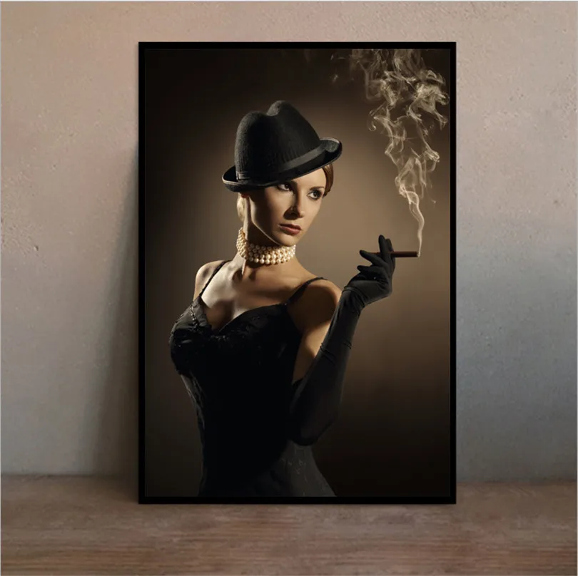 

Smoking Girl Print Canvas Painting Wall Art Picture for Living Room Home Decor