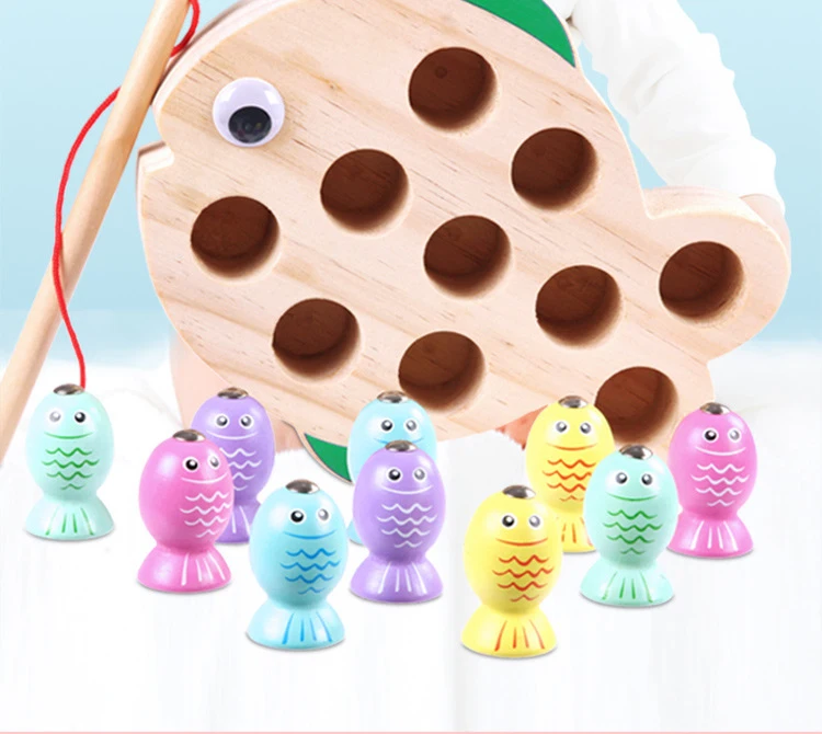 Деревянные детские Магнитные игры раннее образование пара Alpinia Catch Рыба игрушки Go