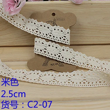 Кружевная лента 25 мм бежево-белая хлопковая ручная работа Свадебная вечеринка
