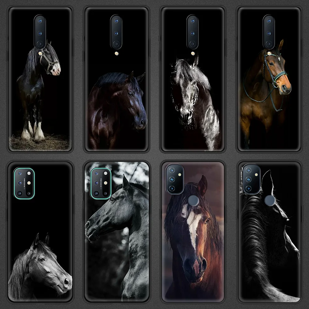 

Running Horse Wild Animals Phone Case For OnePlus 9 8 7 7T Pro 9RT 9R 8T Z OnePlus Nord N100 N200 N10 CE 2 5G Soft Black Cover