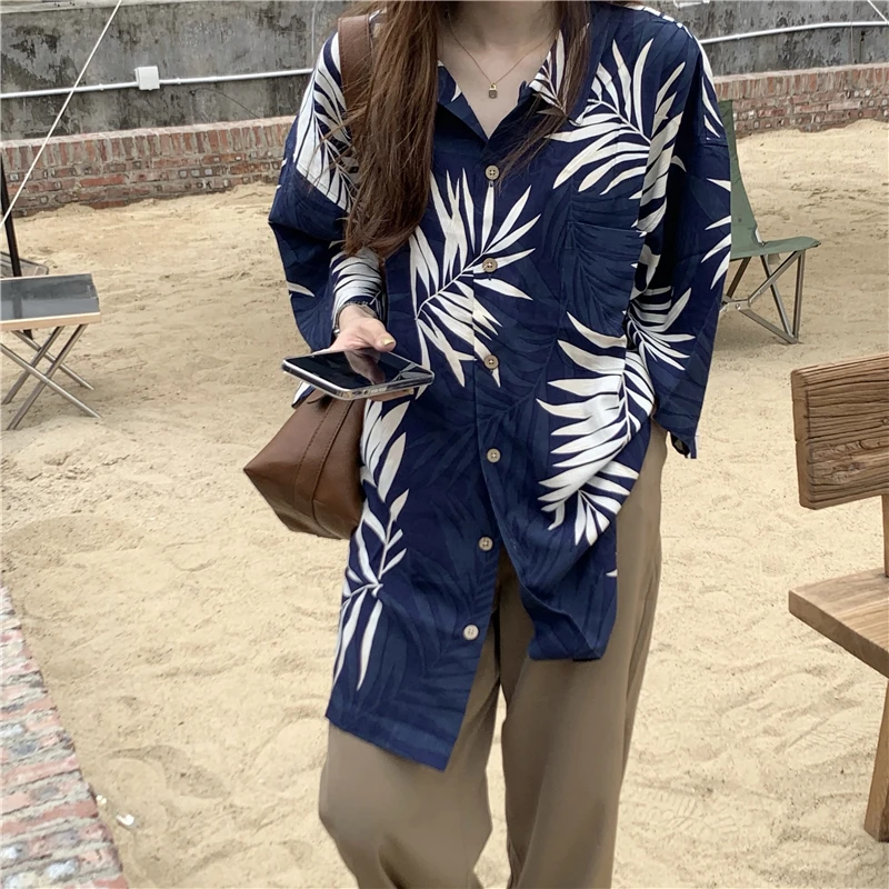 

Harajuku Kopp Plant Leaf Print Holiday Shirt Grunge t-Shirt Women's Egirl Gothic Vintage Korean Top Tee 2000s Aesthetic Clothes