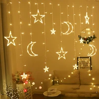 eu 220v moon star lamp led string curtain lights christmas decoration for room home wedding navidad new year holiday lighting