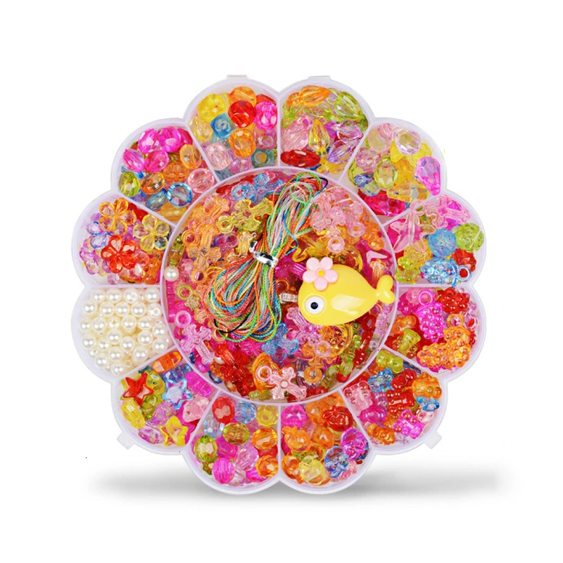 Набор для девочек из акриловых бусин и браслета, разноцветные от AliExpress WW