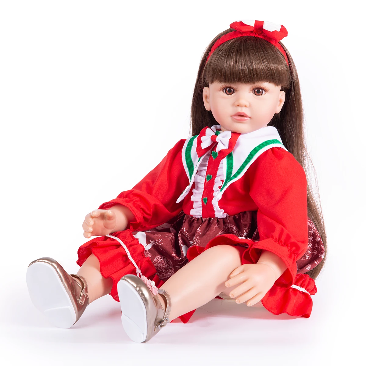 

60CM Huge doll baby reborn toddler princess doll long hair girl lifelike silicone vinyl bebe bonecas children gift toys