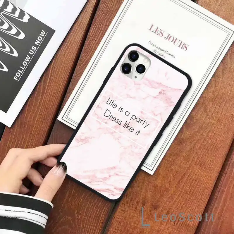 

Luxury Marble Letter leaf Phone Case for iPhone 11 12 pro XS MAX 8 7 6 6S Plus X 5S SE 2020 XR Soft silicone
