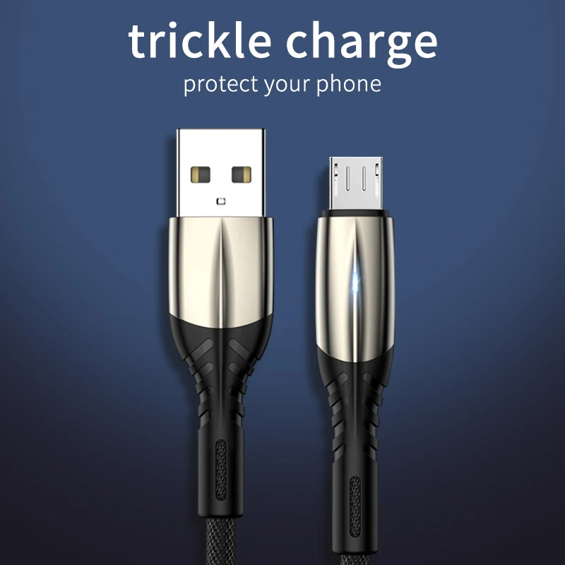 

Micro USB Cable 2.4A Fast Charging Android Sync Data Cord Cable For Mobile Phone With LED Breathing Light Quick Charging
