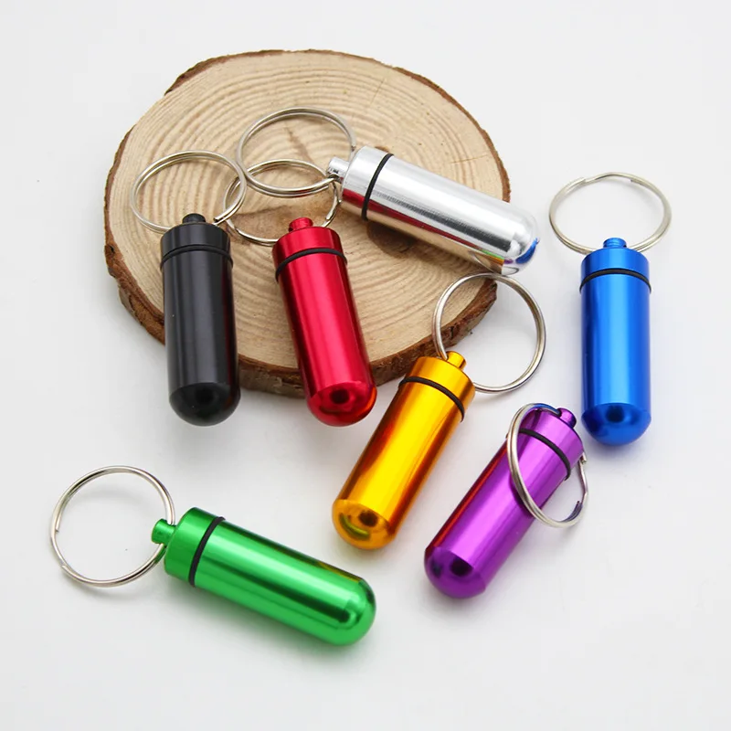 

Portable WaterProof Mini Aluminum Pill Case Keychain Tablet Storage Box Bottle Case Holder High Quality