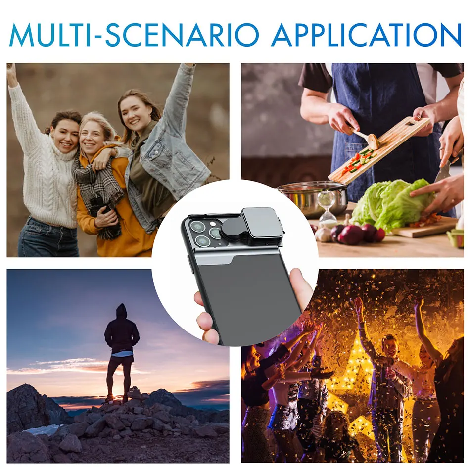 Функциональный чехол для телефона с объективом 5 в 1 iPhone 11/ 11Pro/ 11Pro Max 10/20X Macro 180